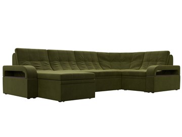 П-образный диван Лига-035, Зеленый (Микровельвет) в Абакане