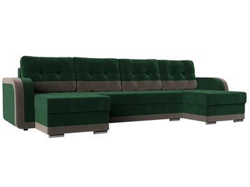 П-образный диван Марсель, Зеленый\Коричневый (велюр) в Абакане