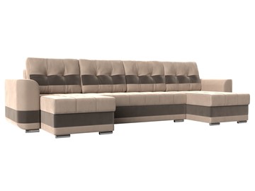 П-образный диван Честер, Бежевый/коричневый (велюр) в Абакане