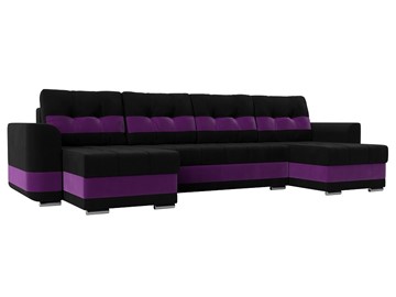 П-образный диван Честер, Черный/фиолетовый (вельвет) в Абакане