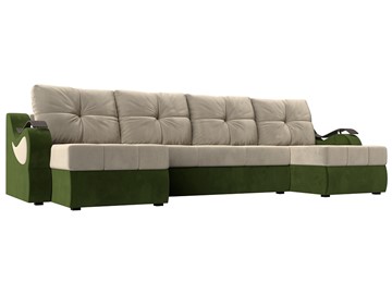 П-образный диван Меркурий П, Бежевый/зеленый (вельвет) в Абакане