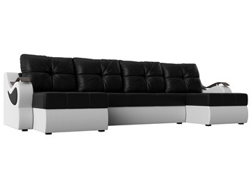 П-образный диван Меркурий П, Черный/белый (экокожа) в Абакане