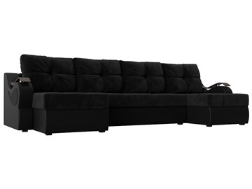 П-образный диван Меркурий П, Черный\Черный (Велюр\Экокожа) в Абакане