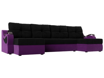 П-образный диван Меркурий П, Черный/фиолетовый (вельвет) в Абакане