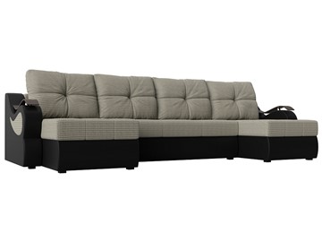 П-образный диван Меркурий П, Корфу 02 (рогожка)/черный (экокожа) в Абакане
