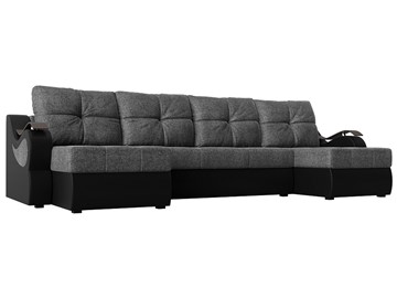 П-образный диван Меркурий П, Серый/черный (рогожка/экокожа) в Абакане
