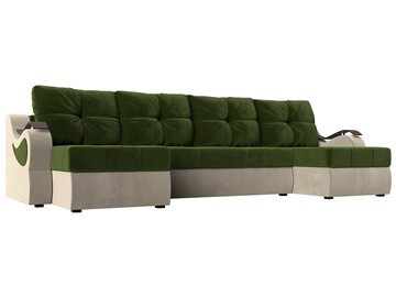 П-образный диван Меркурий П, Зеленый/бежевый (вельвет) в Абакане
