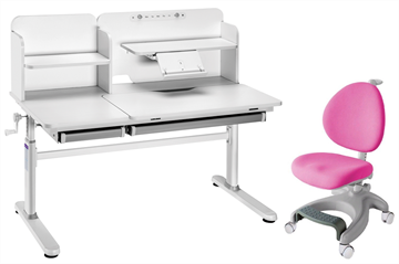 Комплект парта + кресло Iris II Grey + Cielo Pink + чехол для кресла в подарок в Абакане