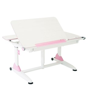 Детский стол-трансформер Эргономик G6-S с газлифтом и большим пеналом, Белый + Розовый в Абакане
