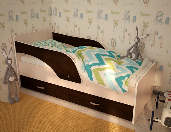 Детская кровать Максимка, корпус Млечный дуб, фасад Венге в Абакане - изображение