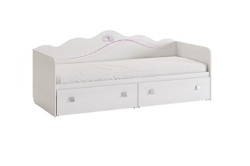 Кроватка Фэнтези с ящиками, белый рамух в Абакане - предосмотр