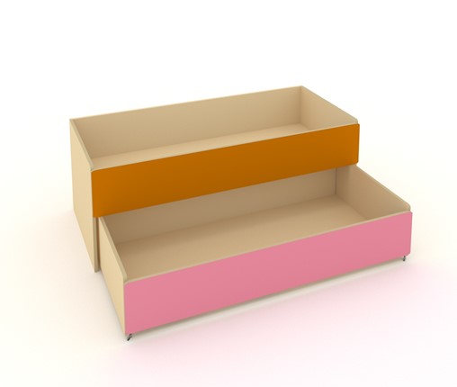 Кровать детская 2-х уровневая КД-2, Беж + Оранжевый + Розовый в Абакане - изображение