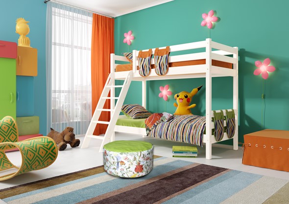 Детская кровать двухъярусная Соня, Вариант 10 Белый в Абакане - изображение