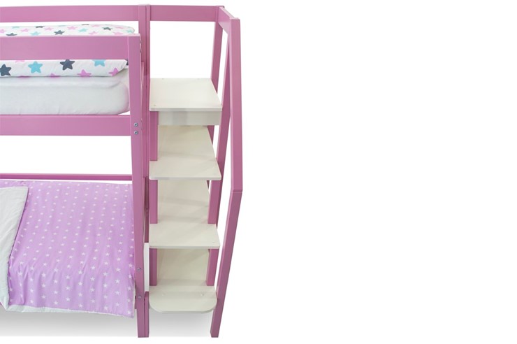Детская 2-х ярусная кровать Svogen розовый в Абакане - изображение 9
