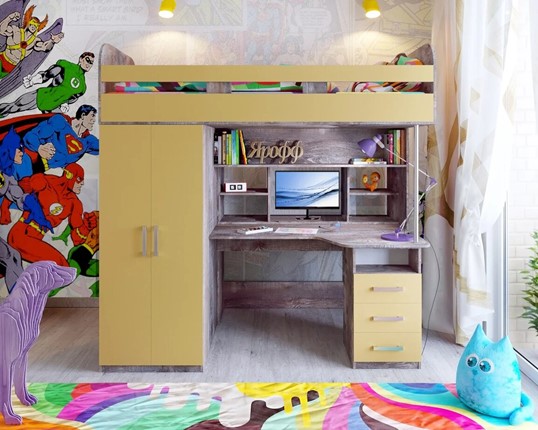 Кровать-чердак детская Аракс, каркас Бетон, фасад Зира в Абакане - изображение