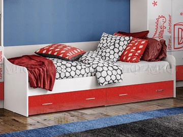 Кровать в детскую Алфавит (Красный) с ящиками в Абакане