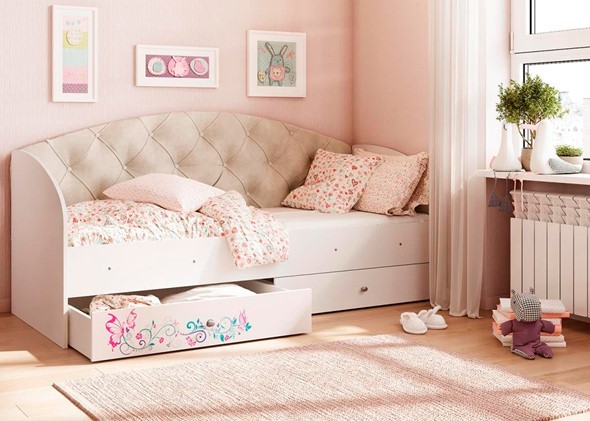 Кровать детская Эльза без бортика, Бежевый (латы) в Абакане - изображение