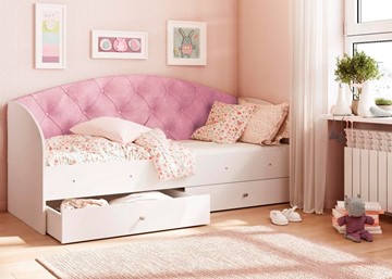 Односпальная детская кровать Эльза без бортика, Розовый (латы) в Абакане - предосмотр