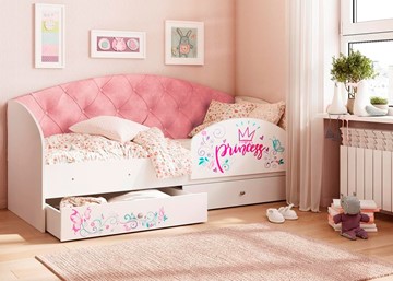 Детская кровать Эльза с бортиком, Розовый (латы) в Абакане
