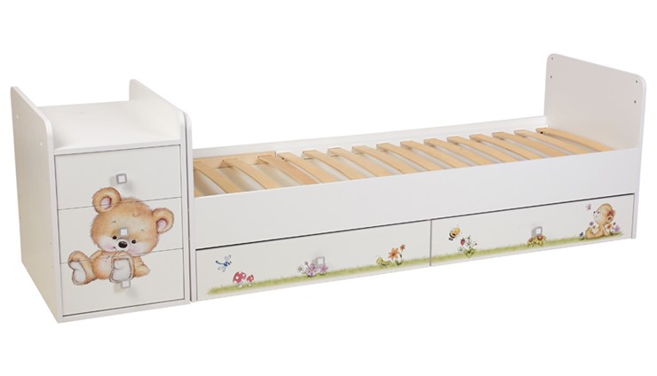 Детская кровать Фея 1100 Медвежонок Белый в Абакане - изображение 2