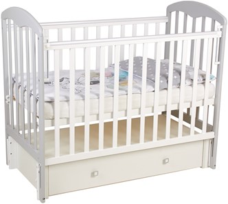 Детская кроватка Фея 328 Белый / Серый в Абакане