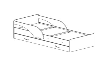 Кровать с ящиками Максимка, корпус Млечный дуб, фасад Оранжевый в Абакане - предосмотр 1