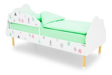 Детская кровать Stumpa Облако "Домики розовый, бирюзовый" в Абакане