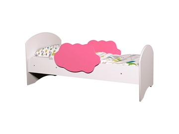 Детская кровать с бортиками Тучка, корпус Белый, фасад Розовый в Абакане