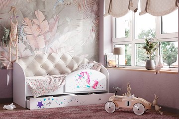 Кровать детская односпальная Звездочка с бортиком, Бежевый в Абакане