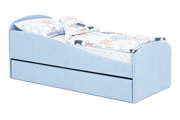 Мягкая кровать с ящиком Letmo небесный (рогожка) в Абакане