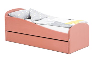 Мягкая кровать с ящиком Letmo пудровый (велюр) в Абакане