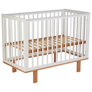Кровать для новорожденных серия 3400 POLINI Kids Simple 340 Белый / Бук в Абакане