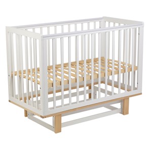 Кровать для новорожденных серия 3400 POLINI Kids Simple 340 с маятником Белый / Натуральный в Абакане