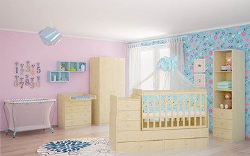 Кровать для новорожденных с комодом POLINI Kids Simple 1100 Натуральный в Абакане - предосмотр 3