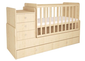 Кровать для новорожденных с комодом POLINI Kids Simple 1100 Натуральный в Абакане - предосмотр