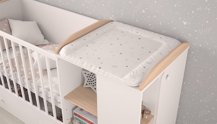 Многофункциональная кровать с комодом POLINI Kids Ameli 800 Белый / Дуб пастельный, серия AMELI в Абакане - изображение 4