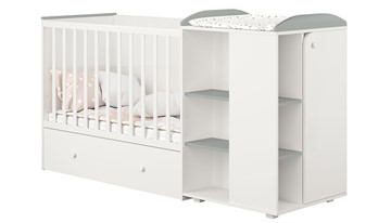 Детская кровать с комодом POLINI Kids Ameli 800 Белый / Серый, серия AMELI в Абакане - предосмотр 1