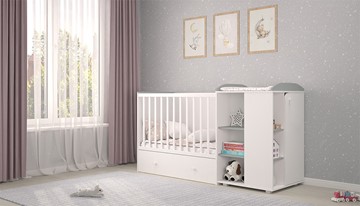 Детская кровать с комодом POLINI Kids Ameli 800 Белый / Серый, серия AMELI в Абакане - предосмотр 2