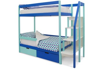 Двухъярусная детская кровать Svogen мятный-синий в Абакане