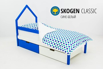 Кровать-домик мини Skogen сине-белый в Абакане