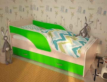 Детская кровать Максимка, корпус Млечный дуб, фасад Салатовый в Абакане - предосмотр