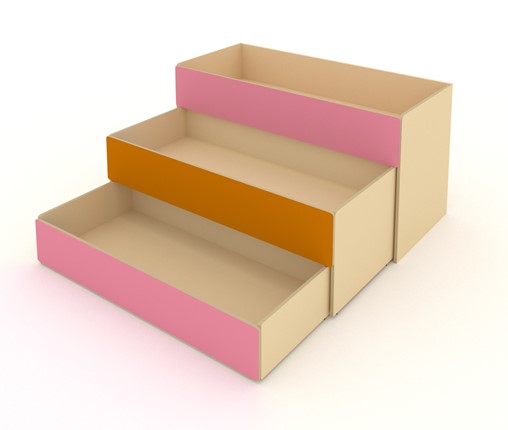 Кровать в детскую 3-х уровневая КД-3, Беж + Розовый + Оранжевый в Абакане - изображение