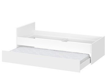 Выкатная кровать в детскую Токио, белый текстурный (одинарная (0,9х2,0) + выкатная) в Абакане - предосмотр