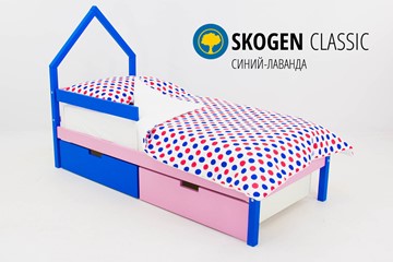 Кровать-домик в детскую мини Skogen синий-лаванда в Абакане