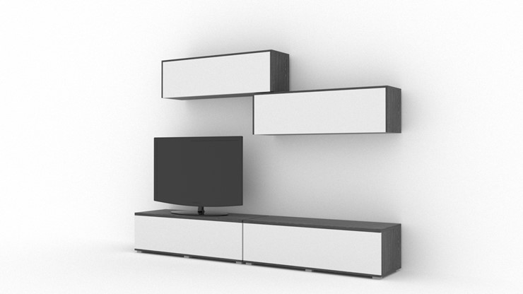 Гостиный гарнитур Куб (Cube), цвет Белый софт, Черный ясень в Абакане - изображение 1