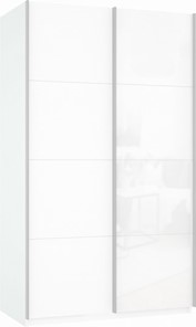Шкаф-купе Прайм (ДСП/Белое стекло) 1600x570x2300, белый снег в Абакане