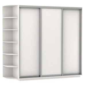 Шкаф 3-х дверный Экспресс (ДСП), со стеллажом 2100х600х2200, белый снег в Абакане