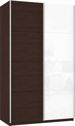Шкаф 2-створчатый Прайм (ДСП/Белое стекло) 1600x570x2300, венге в Абакане - изображение