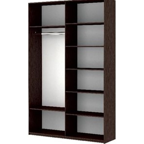 Шкаф 2-х створчатый Прайм (Зеркало/Белое стекло) 1600x570x2300, венге в Абакане - предосмотр 1