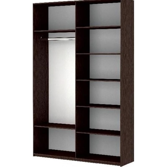 Шкаф 2-х створчатый Прайм (Зеркало/Белое стекло) 1600x570x2300, венге в Абакане - изображение 1